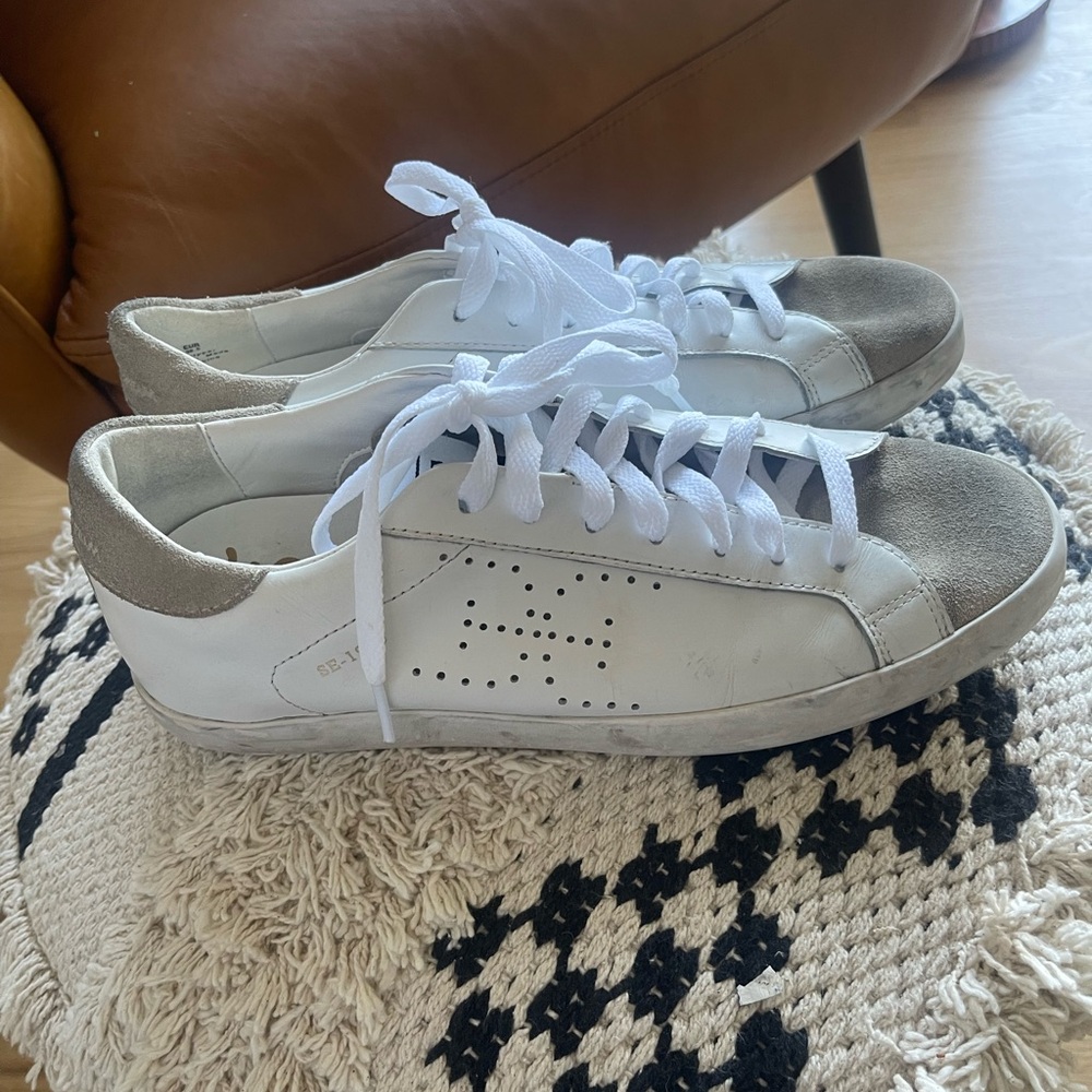 Sam Edelman Aubre Sneakers White LeatherTan Suede Flats, with box - Picture 2 of 8